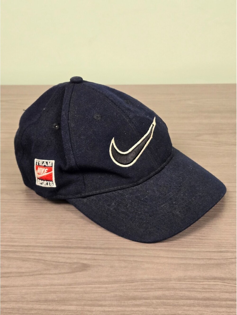 Vintage Nike Team Sports Navy Blue Swoosh Strapback Hat Cap 90s Y2K Adjustable